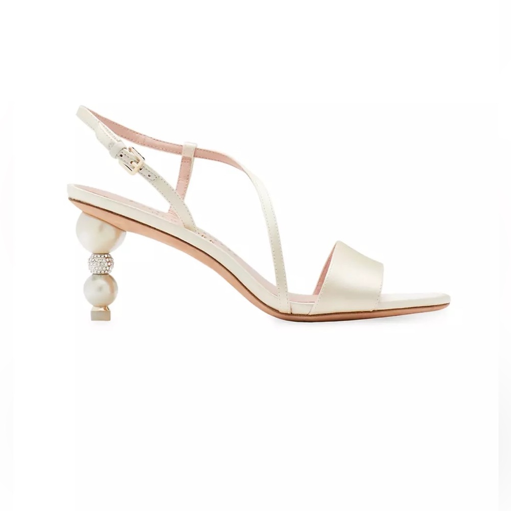 Kate Spade 70MM Satin & Leather Crystal-Embellished Sandals *unworn with box